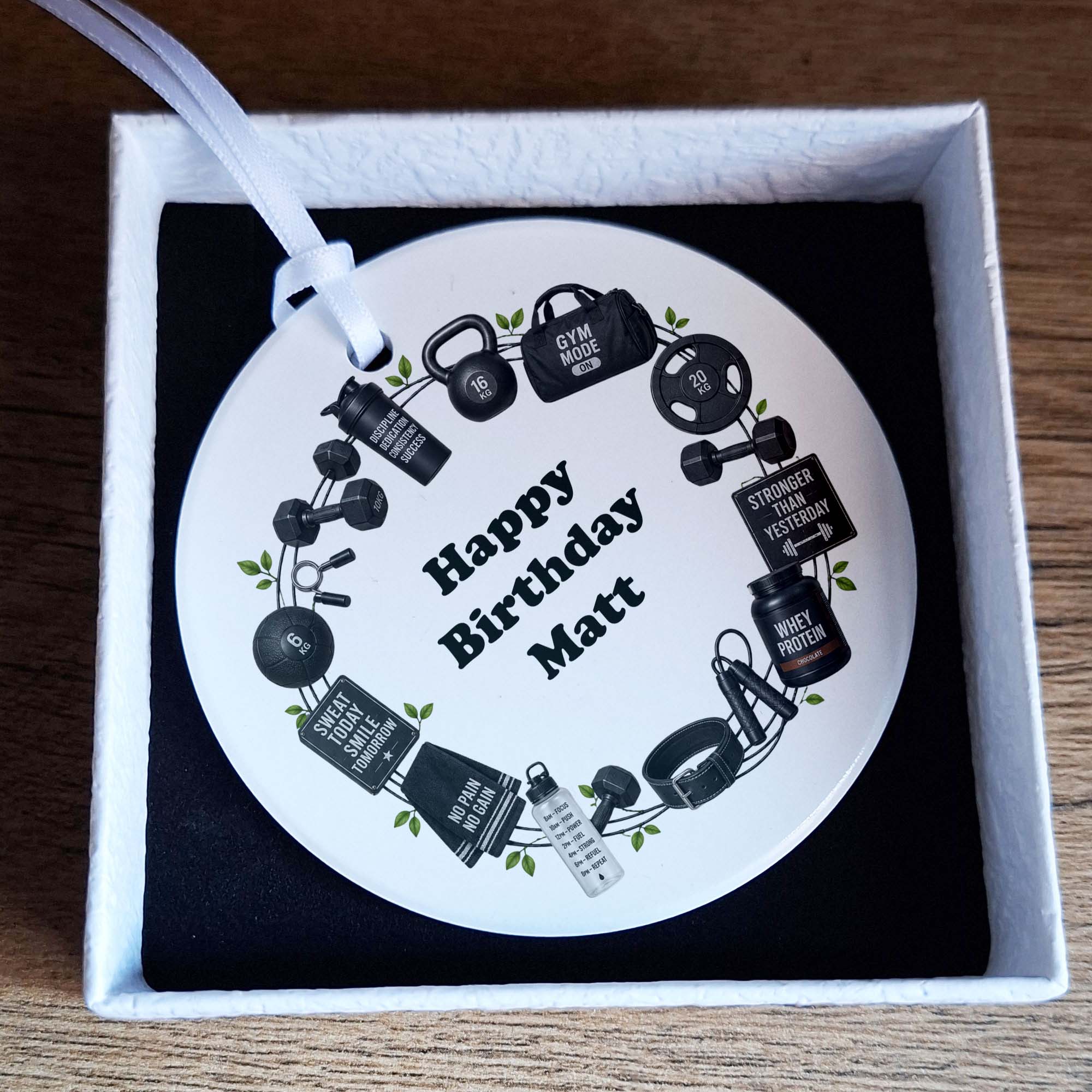 Personalised Gym Birthday Ceramic Ornament