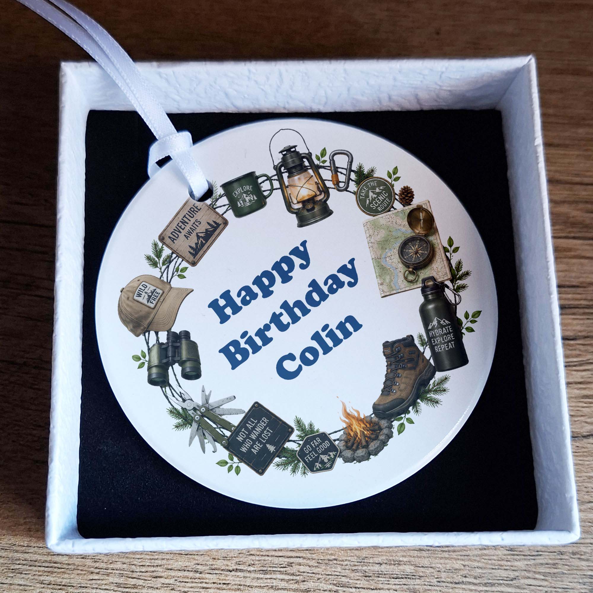 Personalised Camping & Hiking Ceramic Ornament