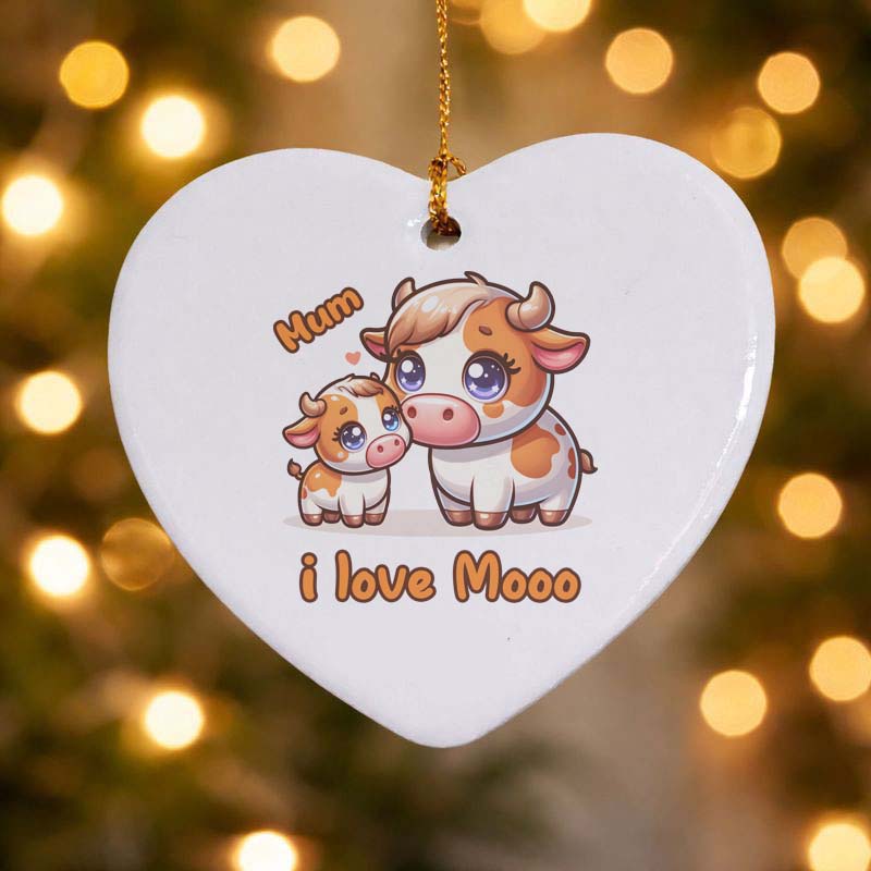 I Love Mooo Mum Ceramic Heart