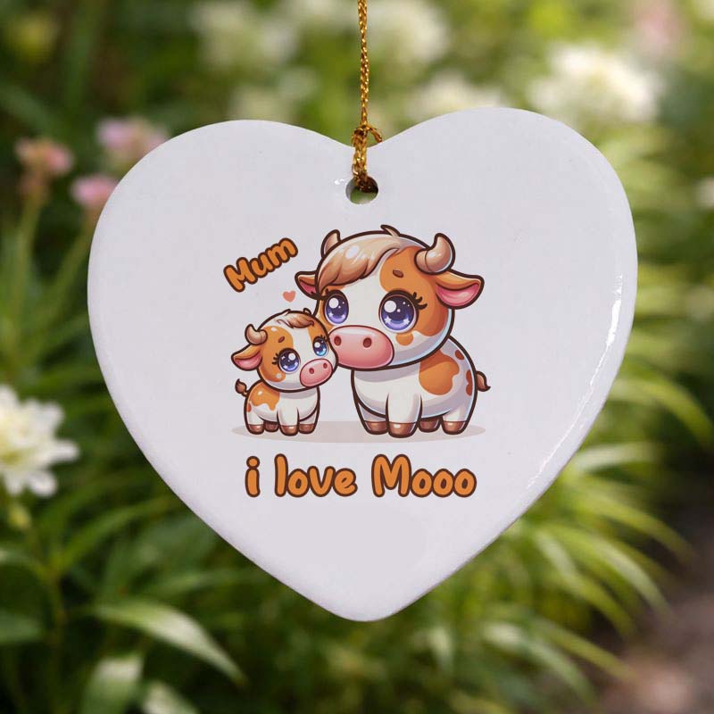 I Love Mooo Mum Ceramic Heart