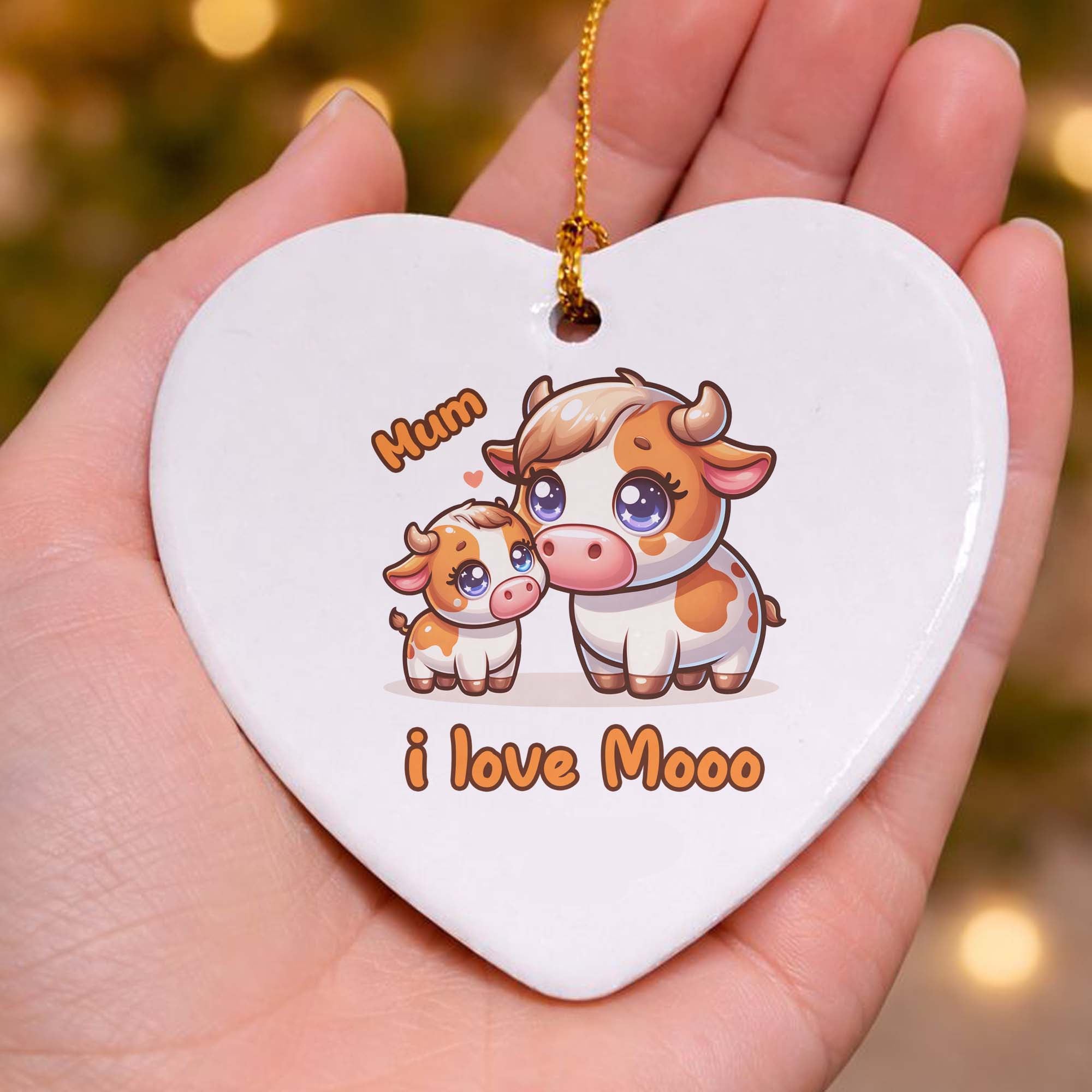 I Love Mooo Mum Ceramic Heart