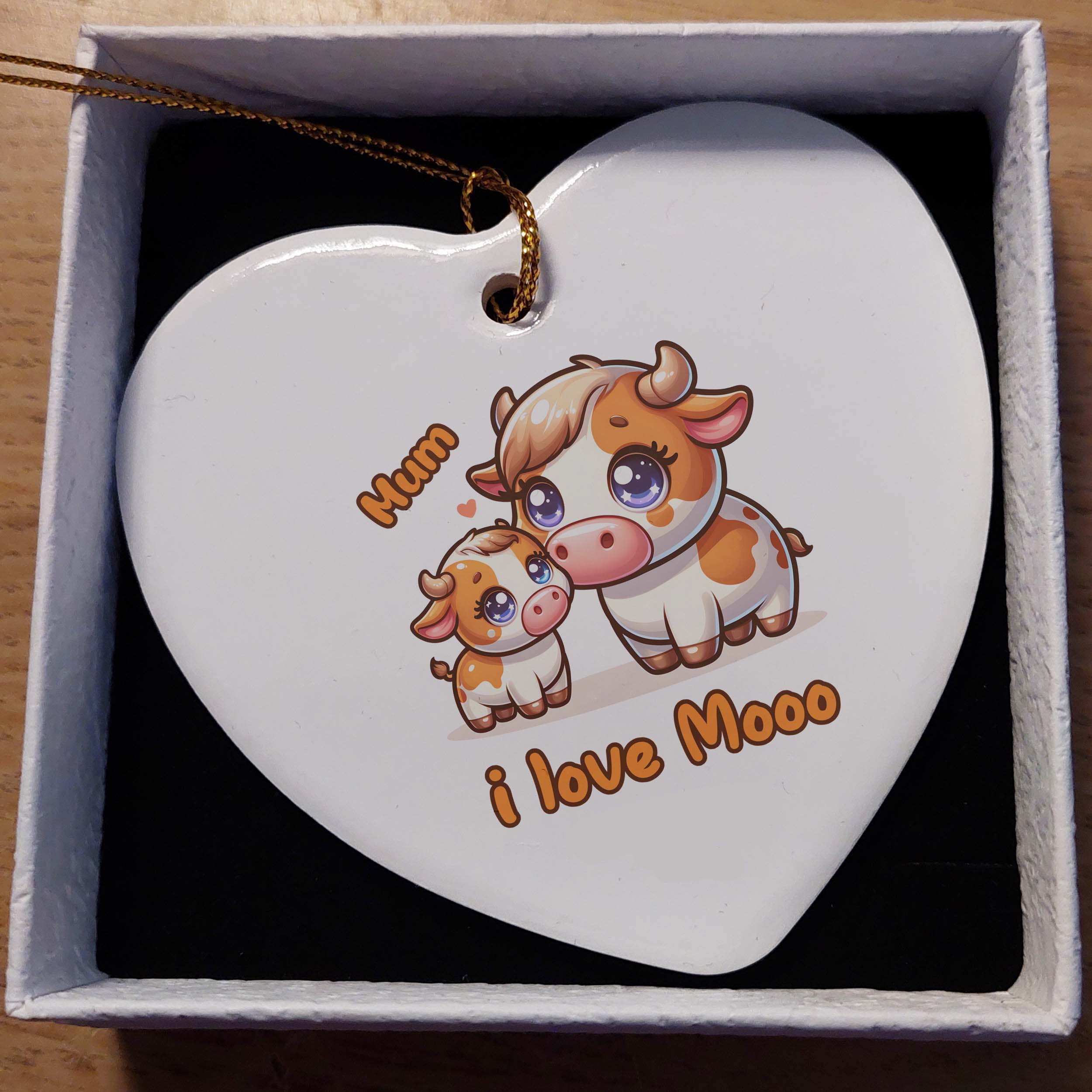 I Love Mooo Mum Ceramic Heart