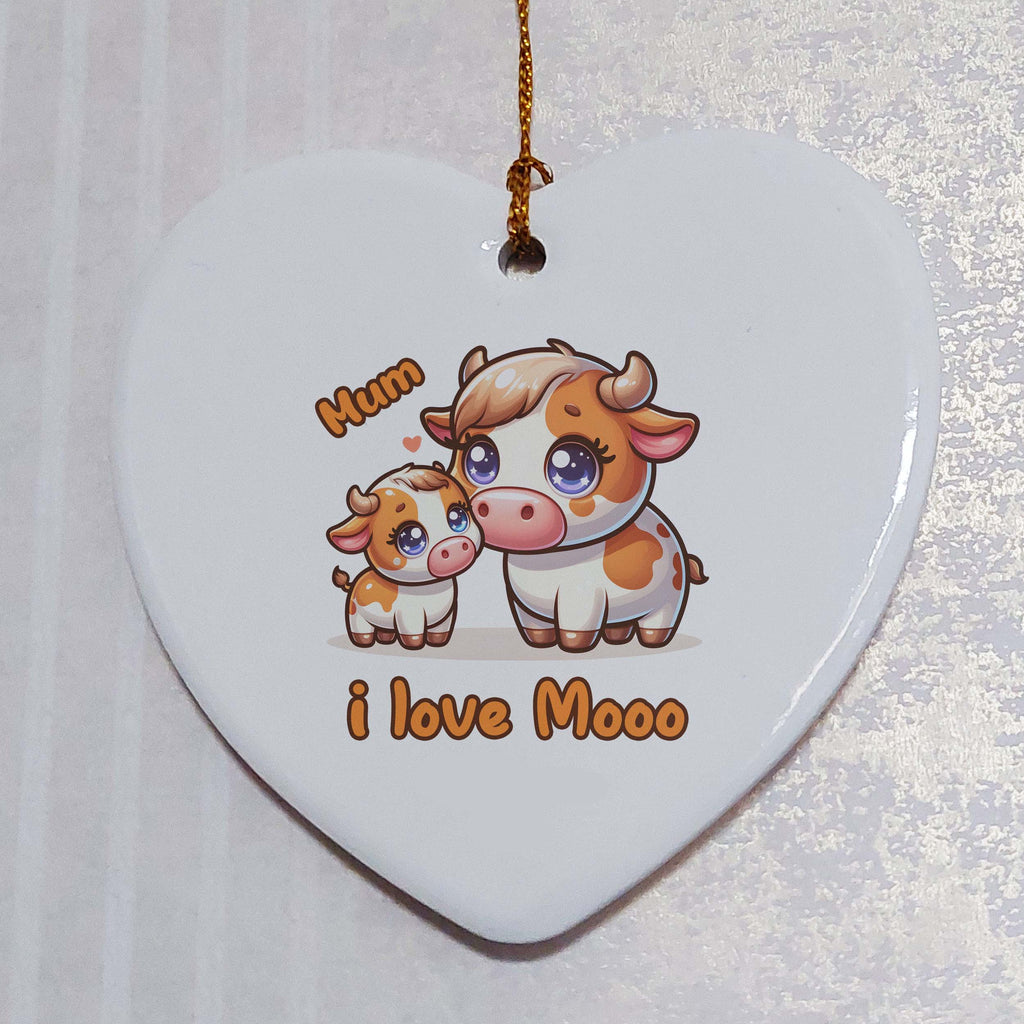 I Love Mooo Mum Ceramic Heart