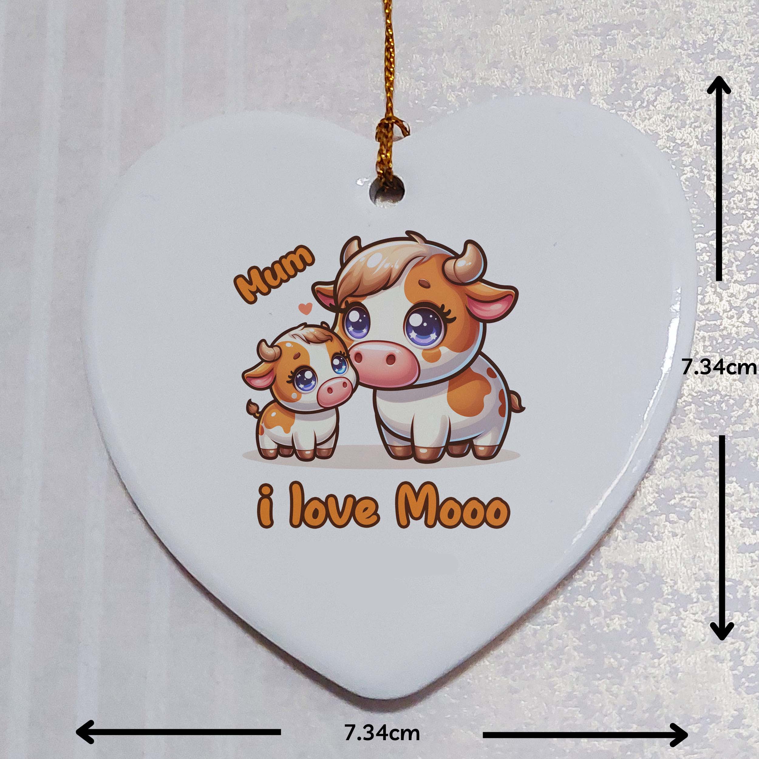 I Love Mooo Mum Ceramic Heart