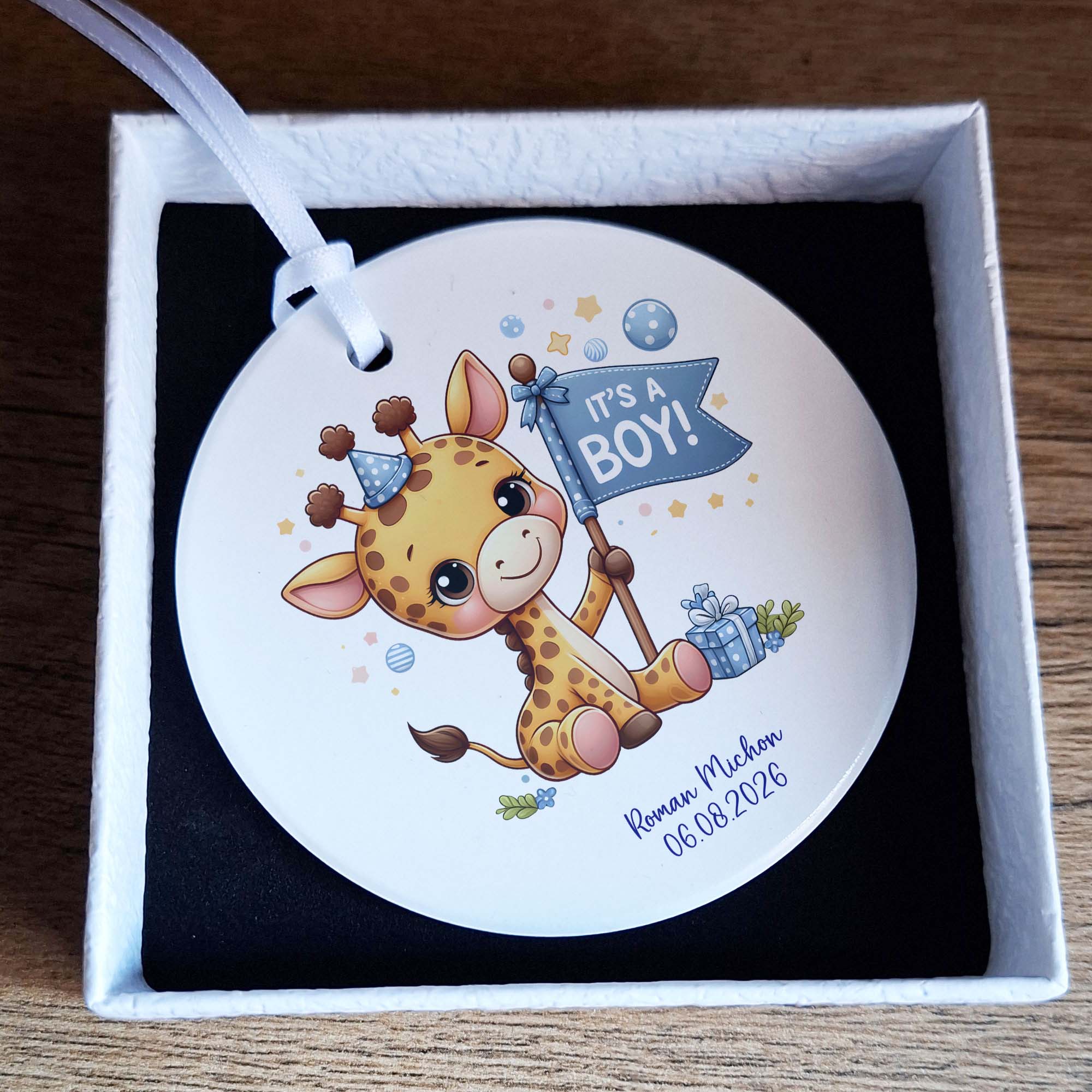 It's A Boy Baby Giraffe Ceramic Ornament