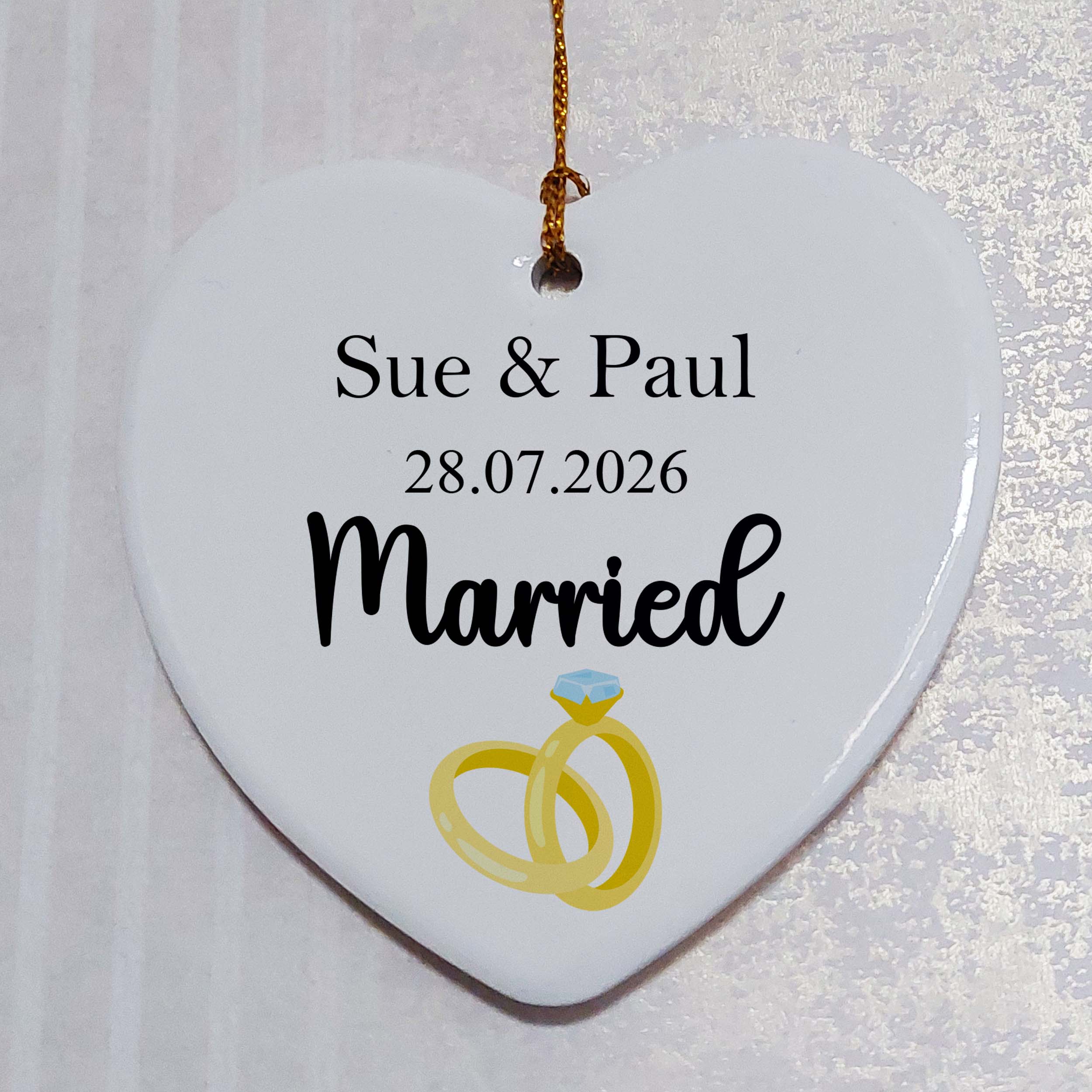 Married Wedding Date Ceramic Heart
