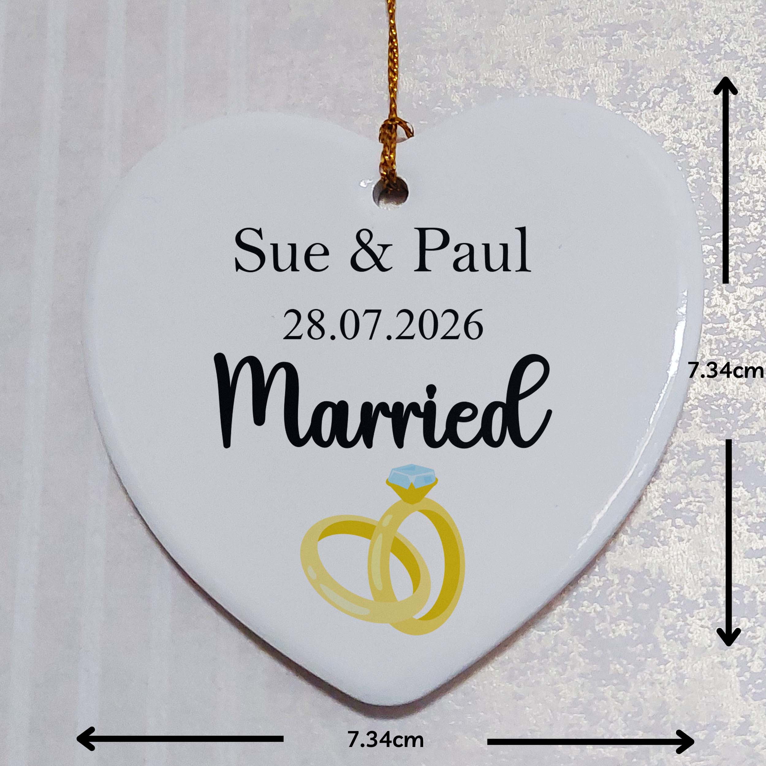 Married Wedding Date Ceramic Heart