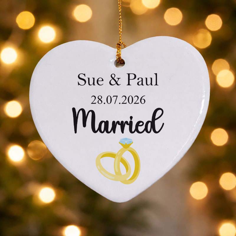 Married Wedding Date Ceramic Heart