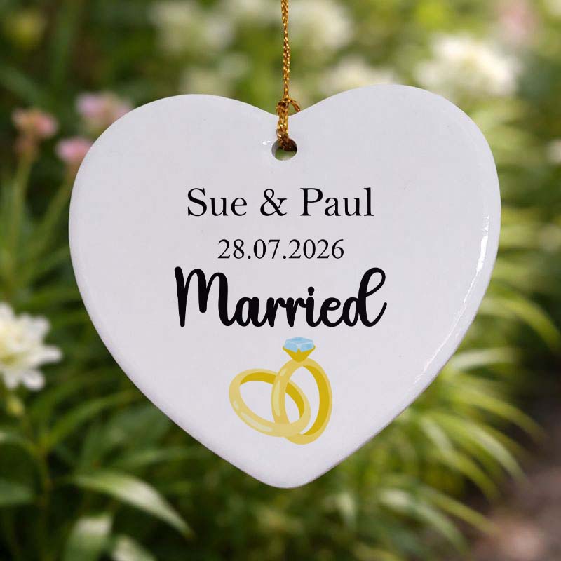 Married Wedding Date Ceramic Heart