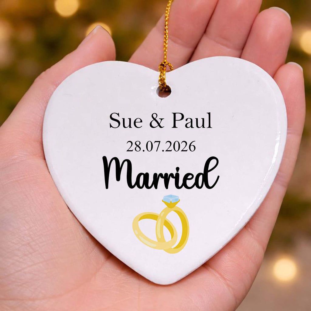 Married Wedding Date Ceramic Heart