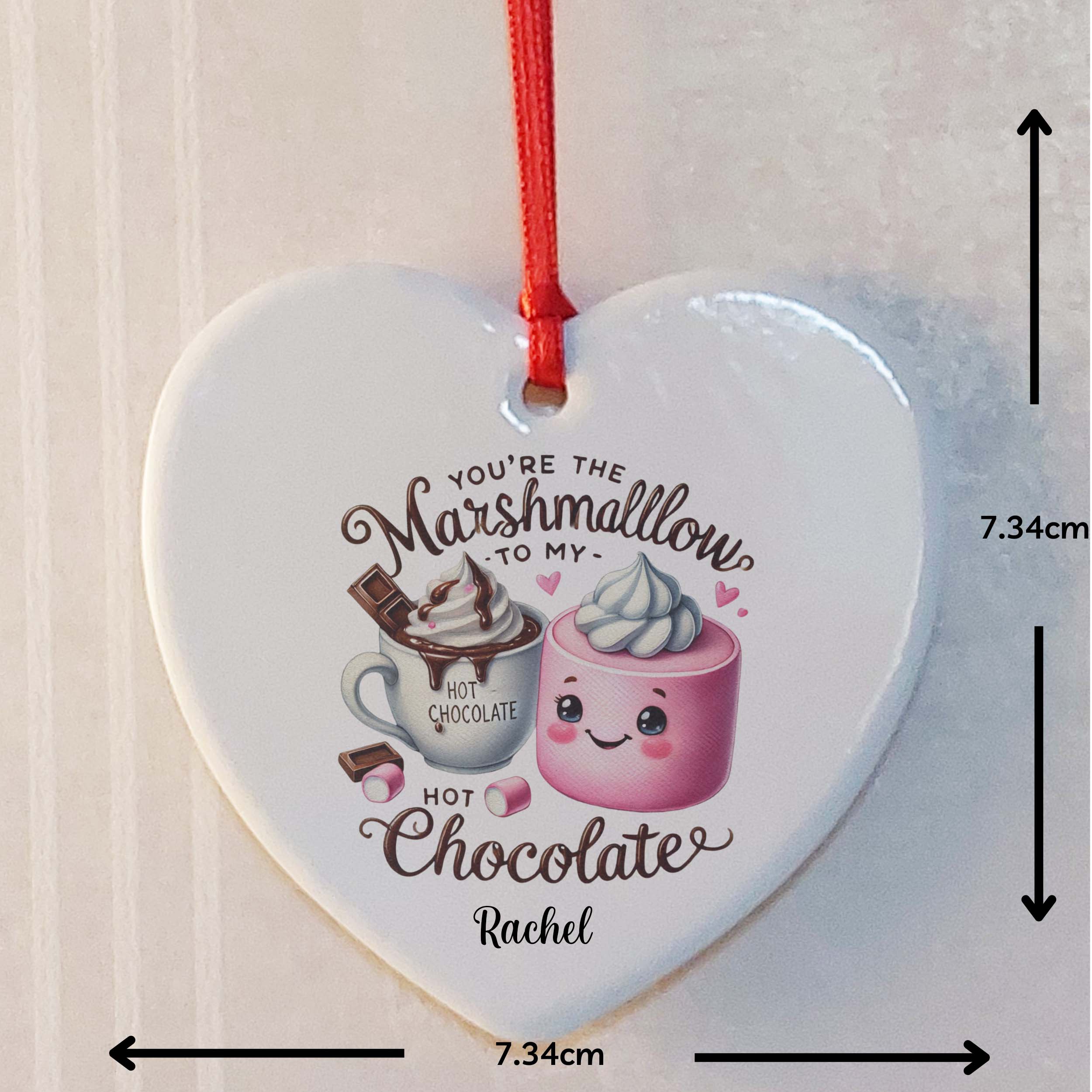 You're the Marshmallow to My Hot Chocolate Ceramic Heart