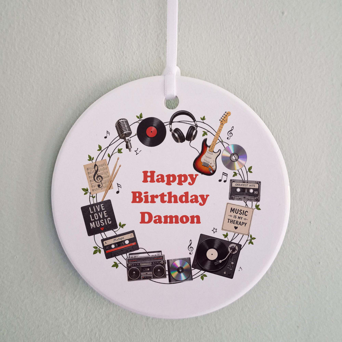 Personalised Music Birthday Ceramic Ornament