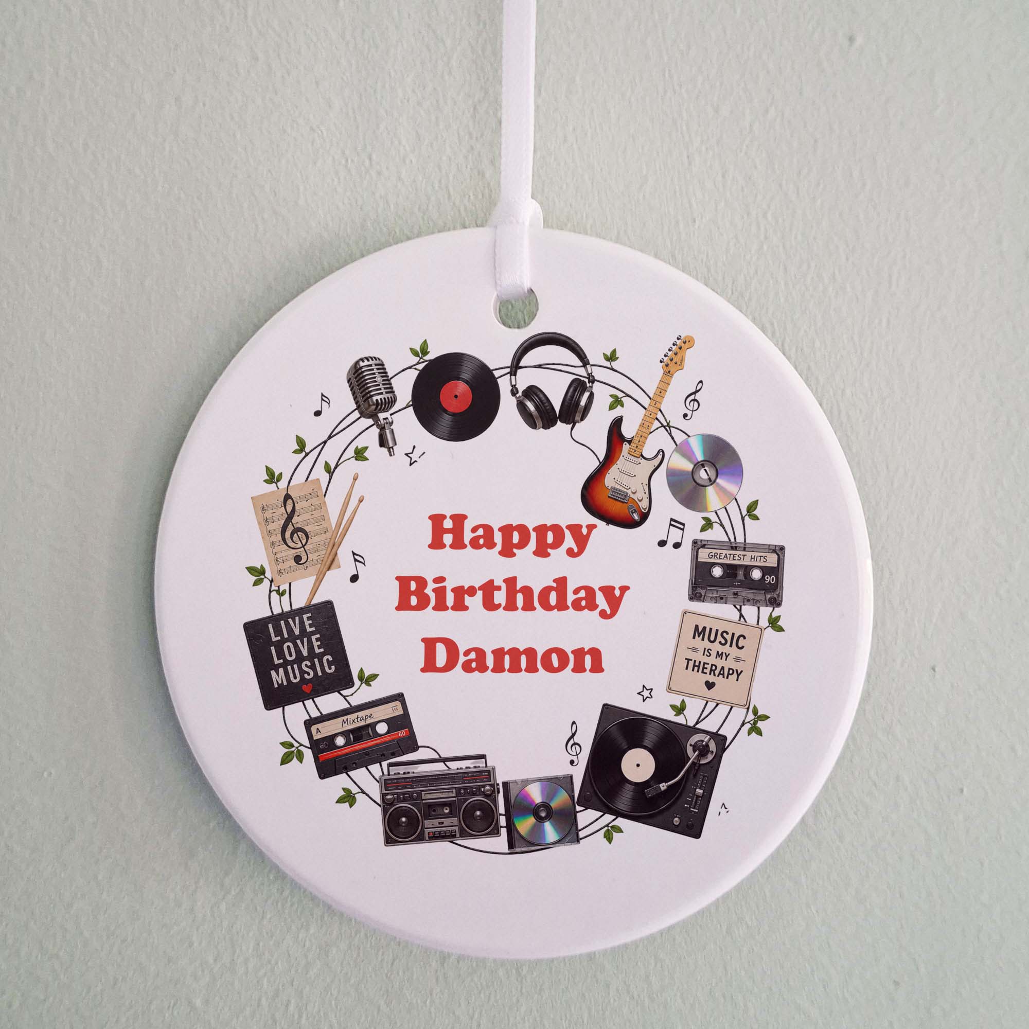 Personalised Music Birthday Ceramic Ornament