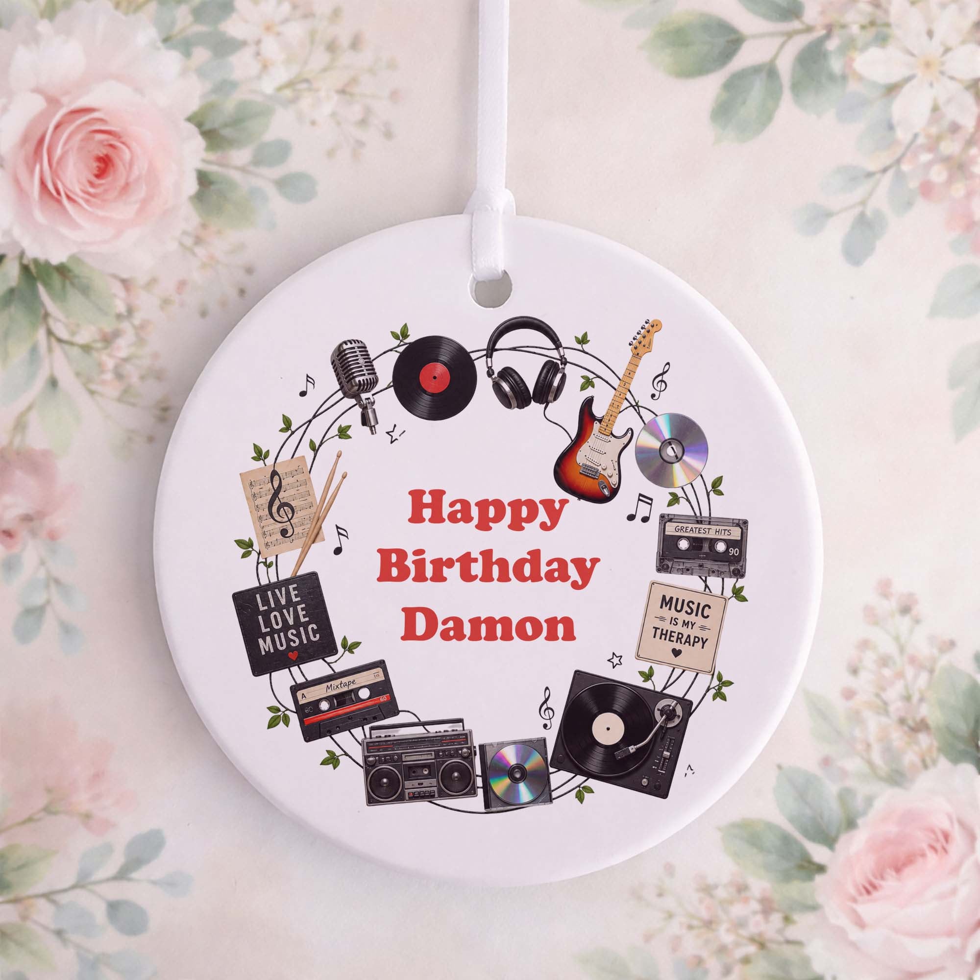 Personalised Music Birthday Ceramic Ornament