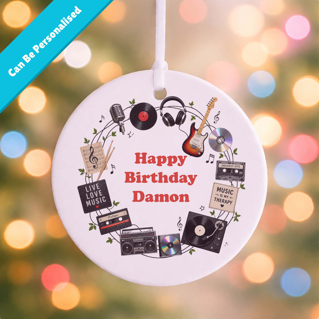Personalised Music Birthday Ceramic Ornament