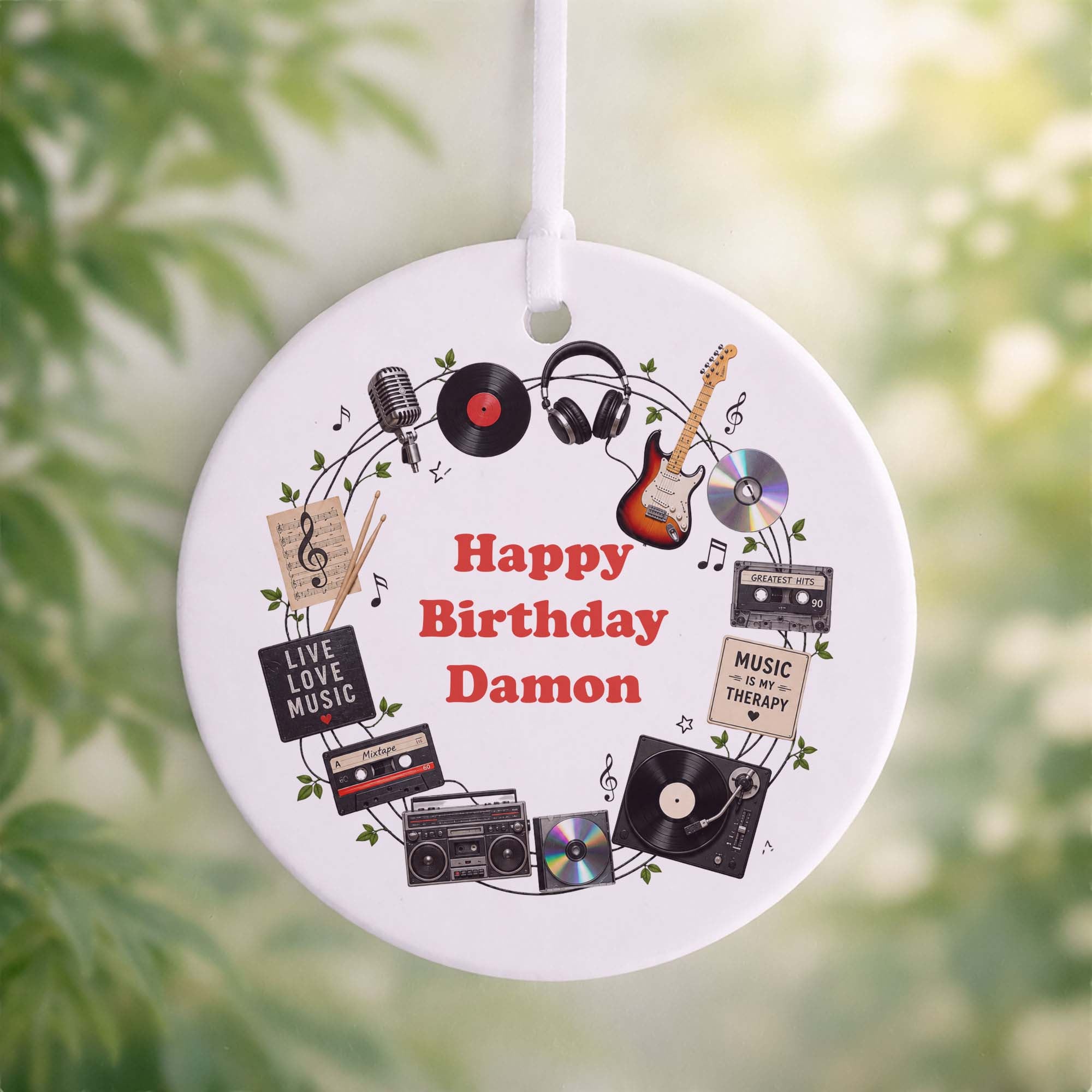 Personalised Music Birthday Ceramic Ornament