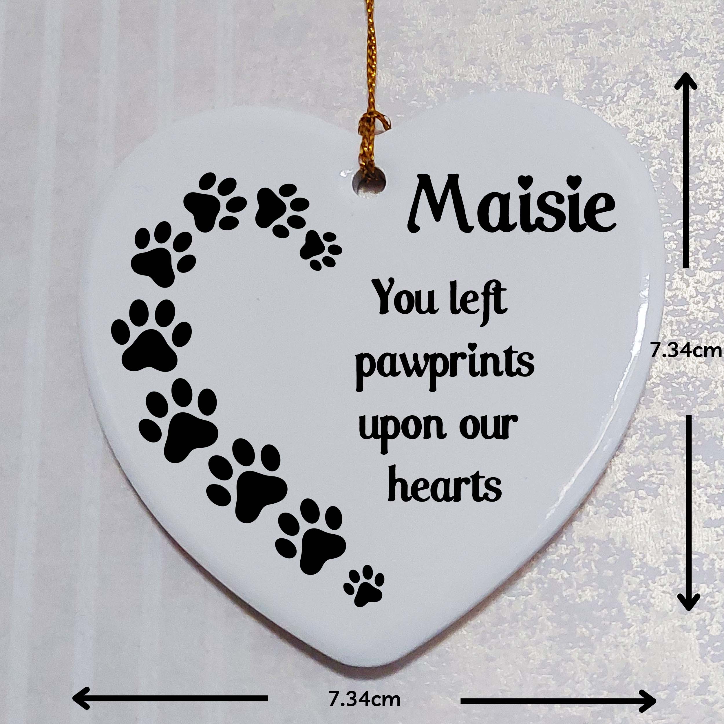 Pawprints On Our Hearts Ceramic Heart