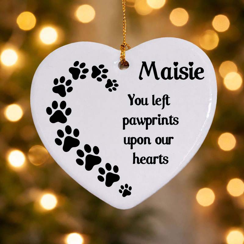 Pawprints On Our Hearts Ceramic Heart