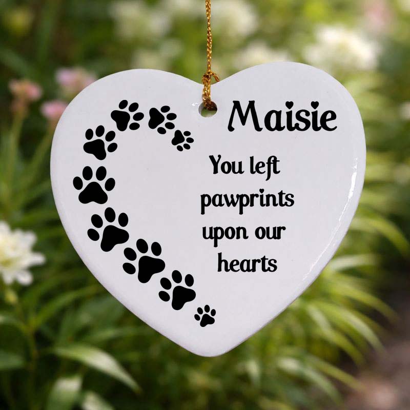 Pawprints On Our Hearts Ceramic Heart