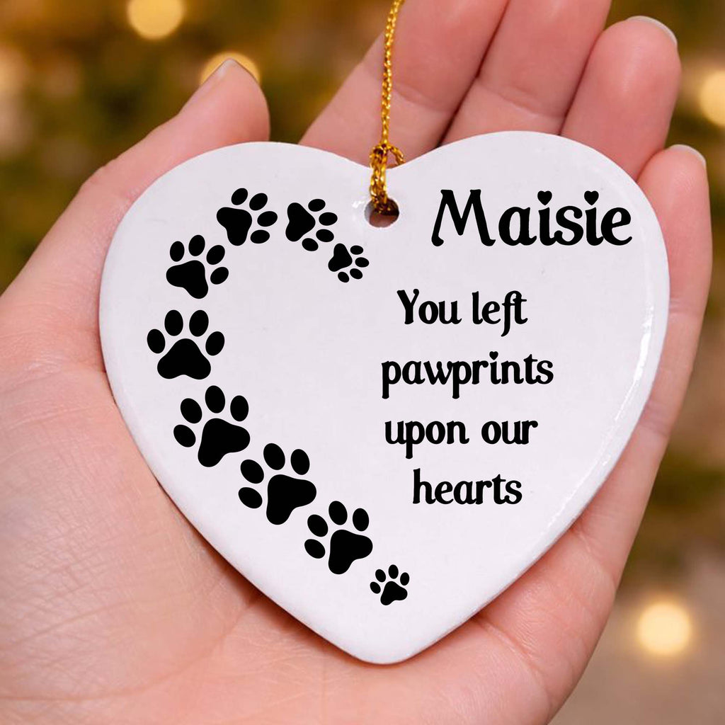 Pawprints On Our Hearts Ceramic Heart