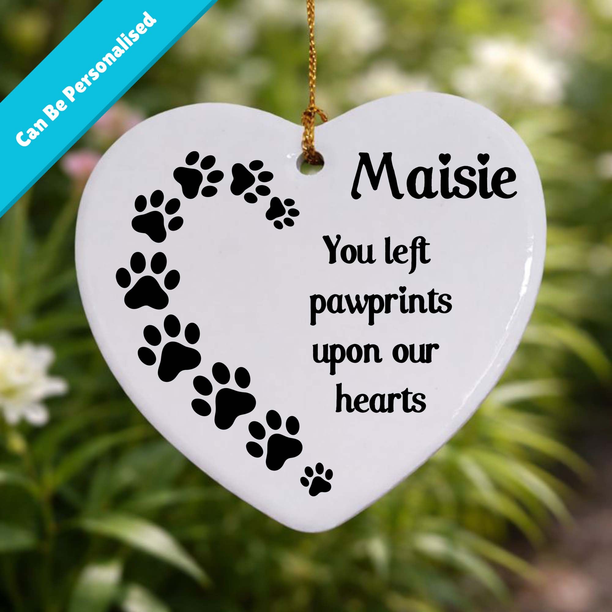 Pawprints On Our Hearts Ceramic Heart