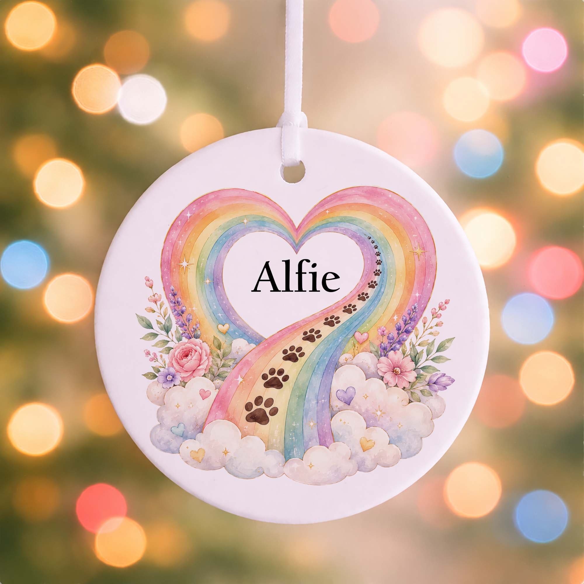 Rainbow Bridge Pet Memorial Ceramic Ornament