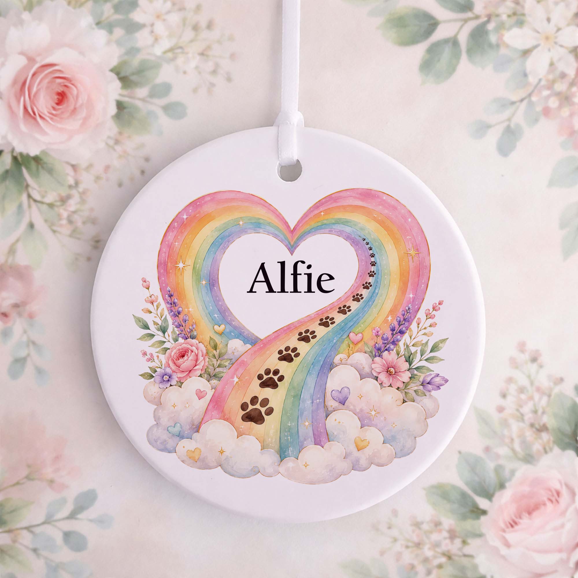 Rainbow Bridge Pet Memorial Ceramic Ornament