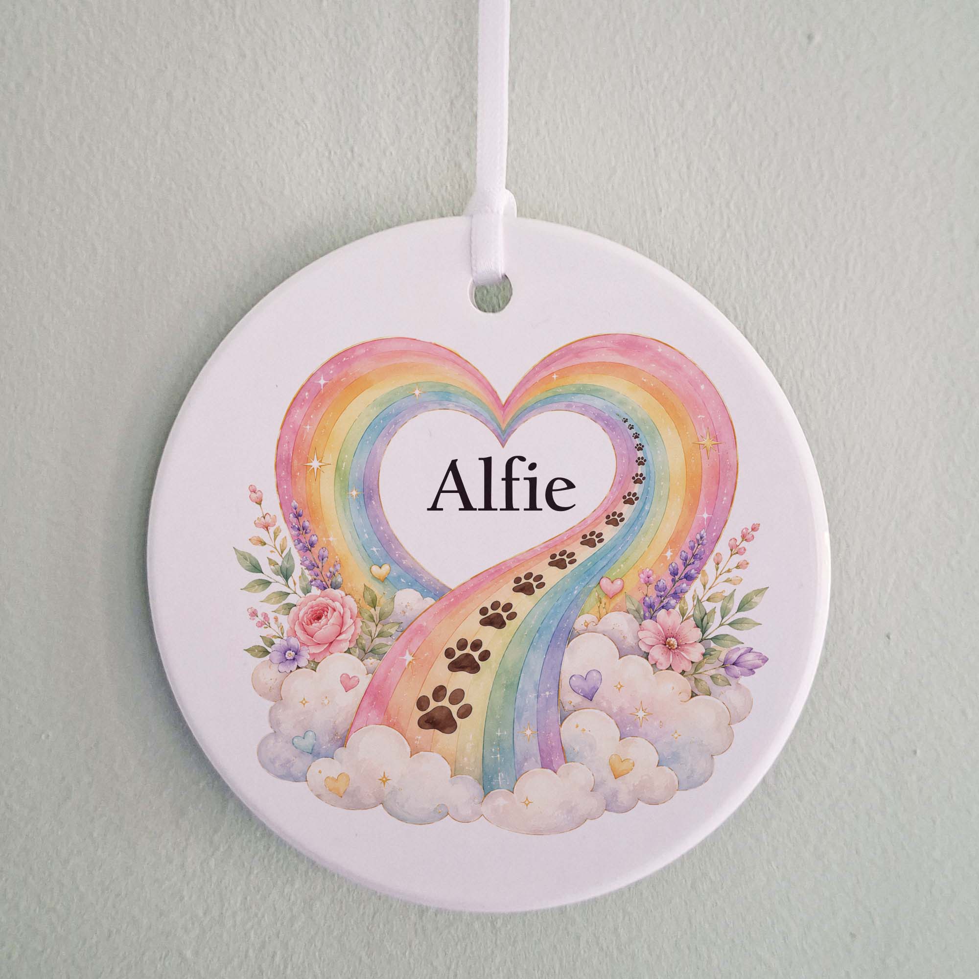Rainbow Bridge Pet Memorial Ceramic Ornament