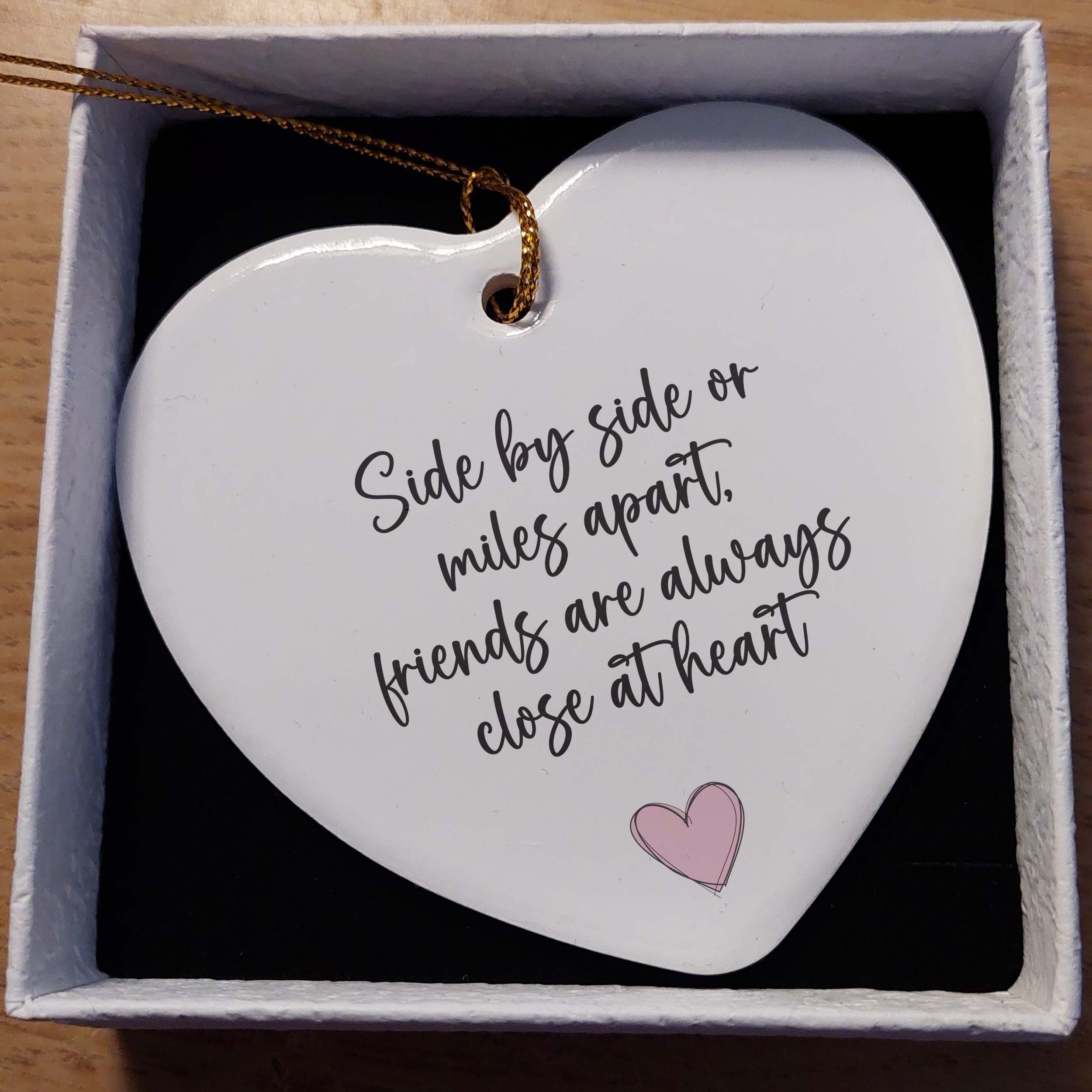 Side by Side or Miles Apart Ceramic Heart Keepsake