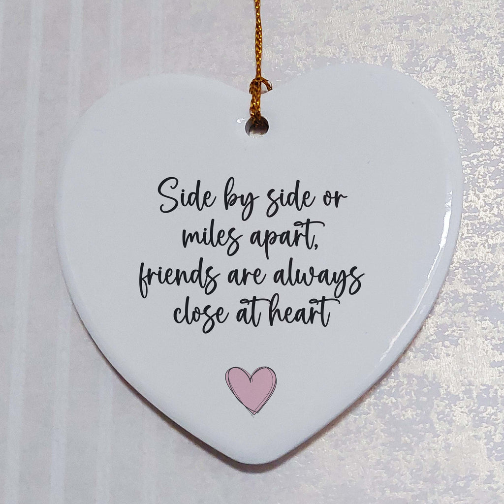 Side by Side or Miles Apart Ceramic Heart Keepsake