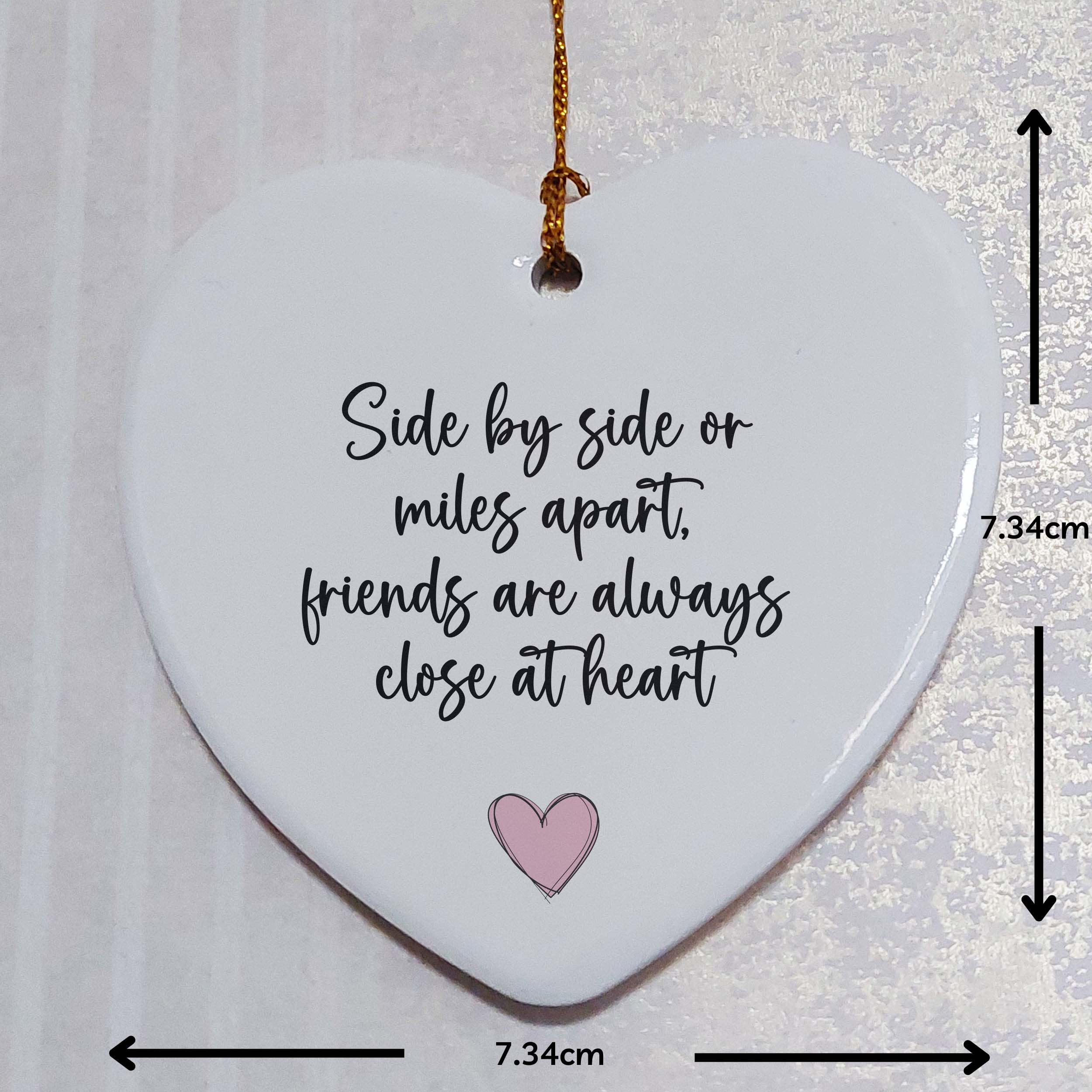 Side by Side or Miles Apart Ceramic Heart Keepsake