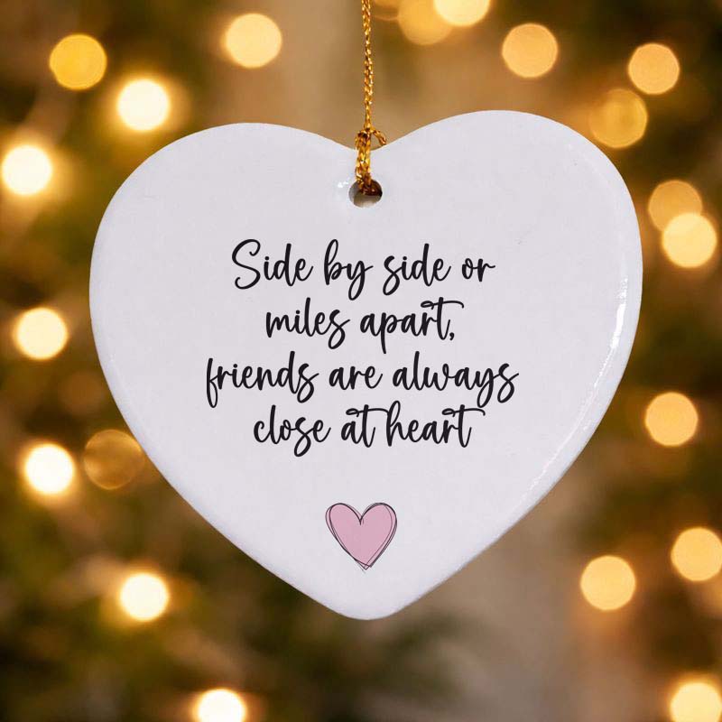Side by Side or Miles Apart Ceramic Heart Keepsake