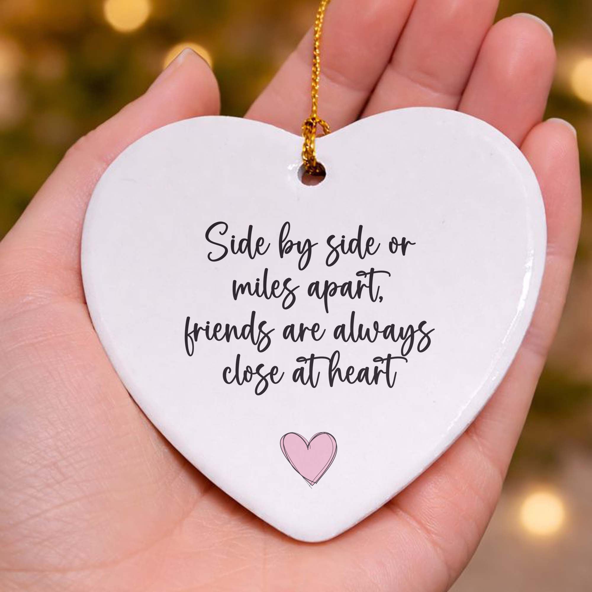 Side by Side or Miles Apart Ceramic Heart Keepsake