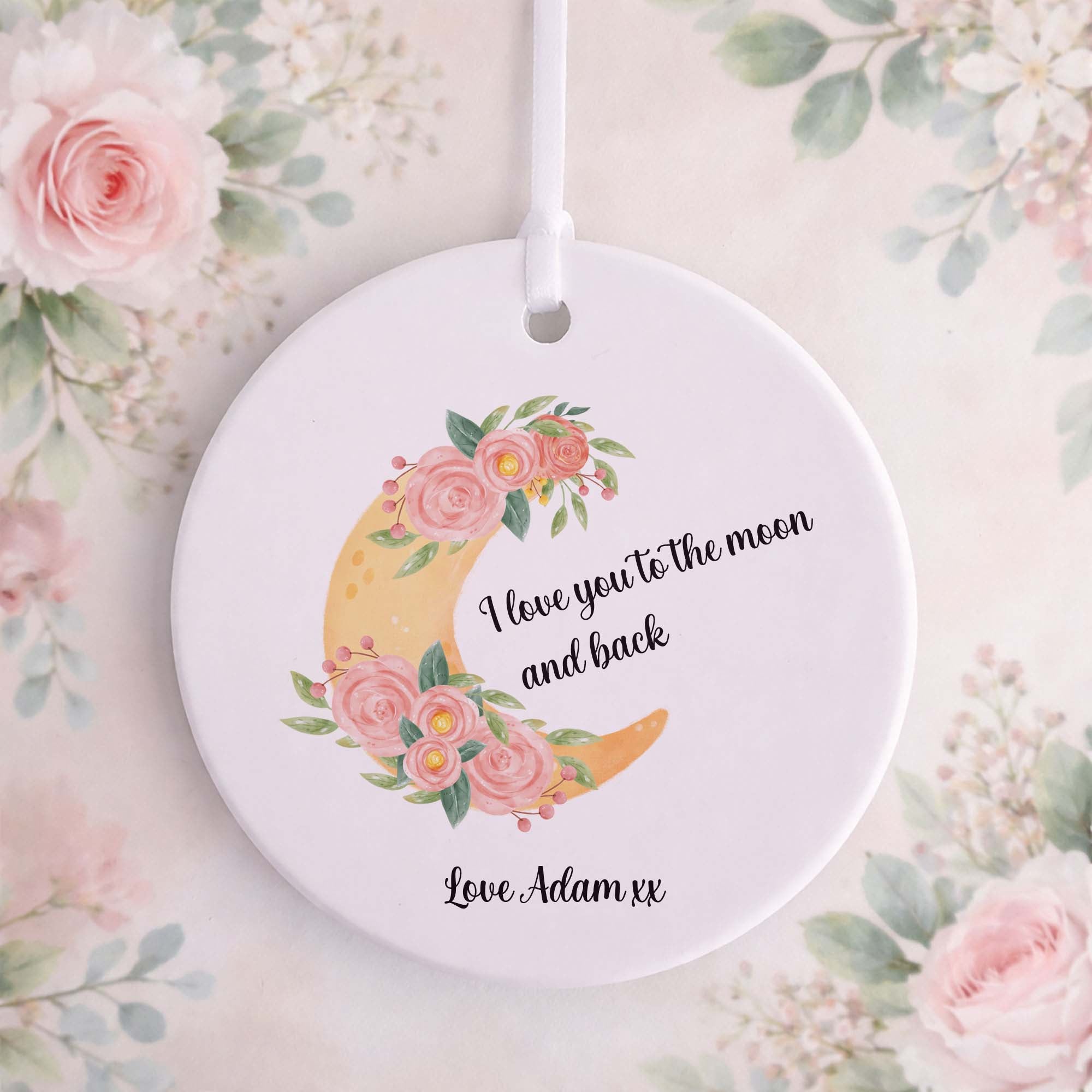 I Love You to the Moon and Back Ceramic Ornament