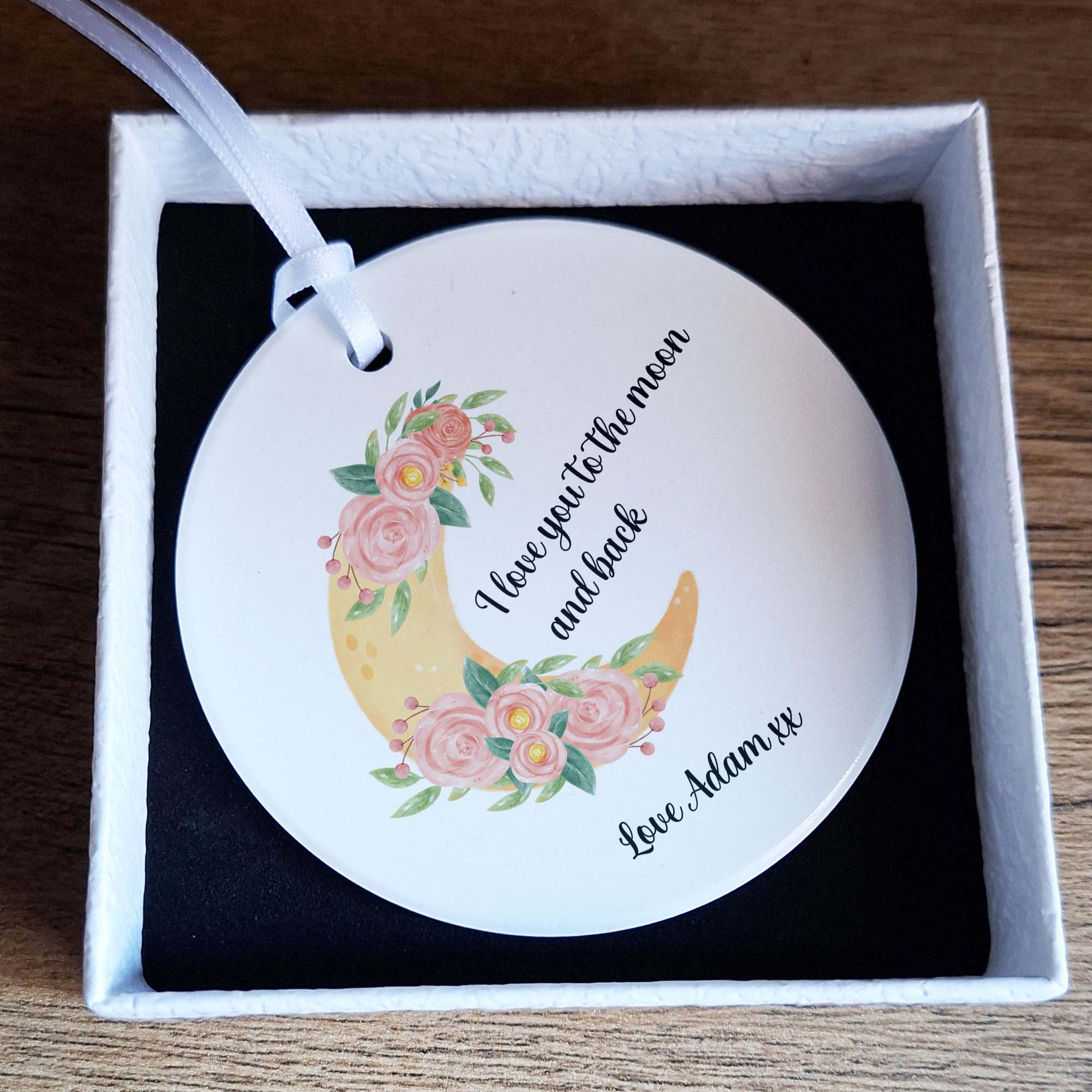 I Love You to the Moon and Back Ceramic Ornament
