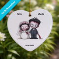 Zombie Bride & Groom Ceramic Heart