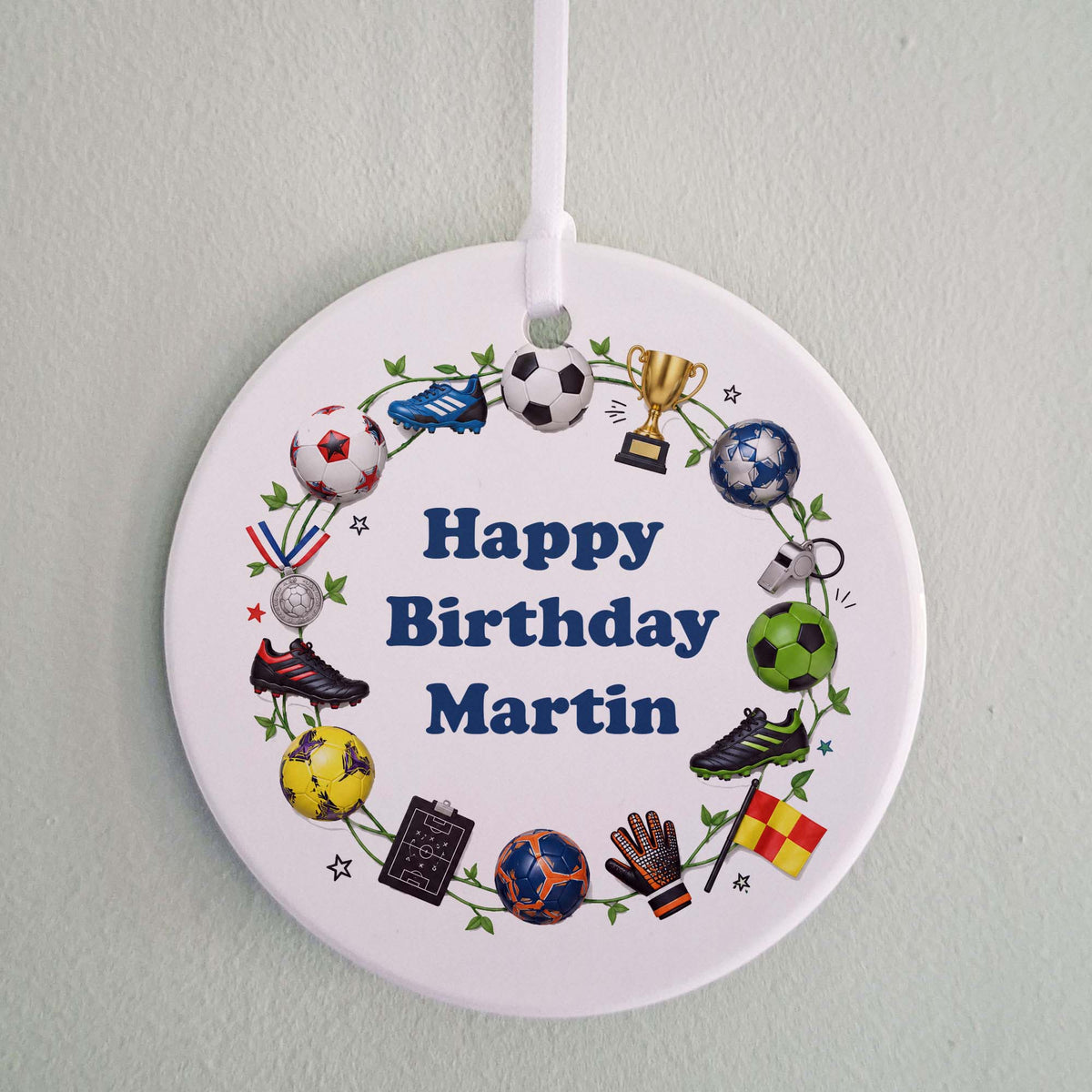 Personalised Football Birthday Ceramic Ornament