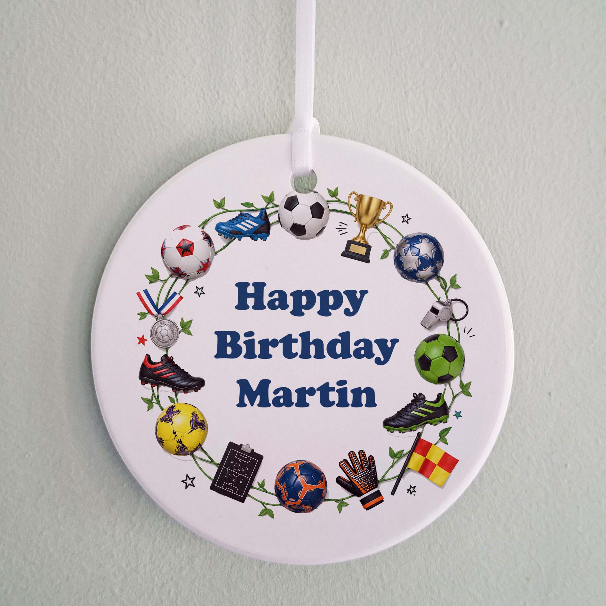 Personalised Football Birthday Ceramic Ornament