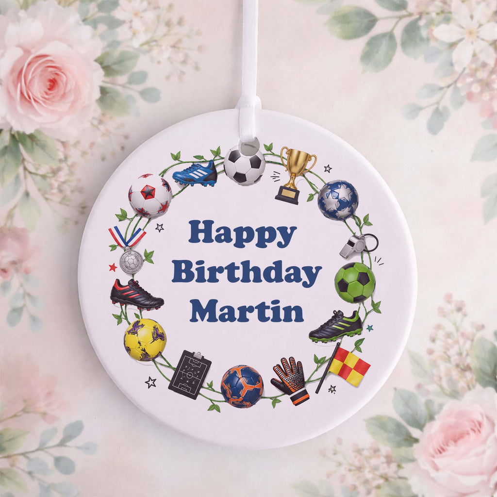 Personalised Football Birthday Ceramic Ornament