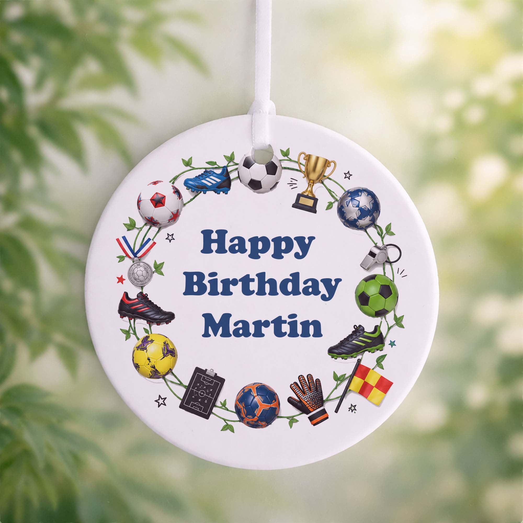 Personalised Football Birthday Ceramic Ornament