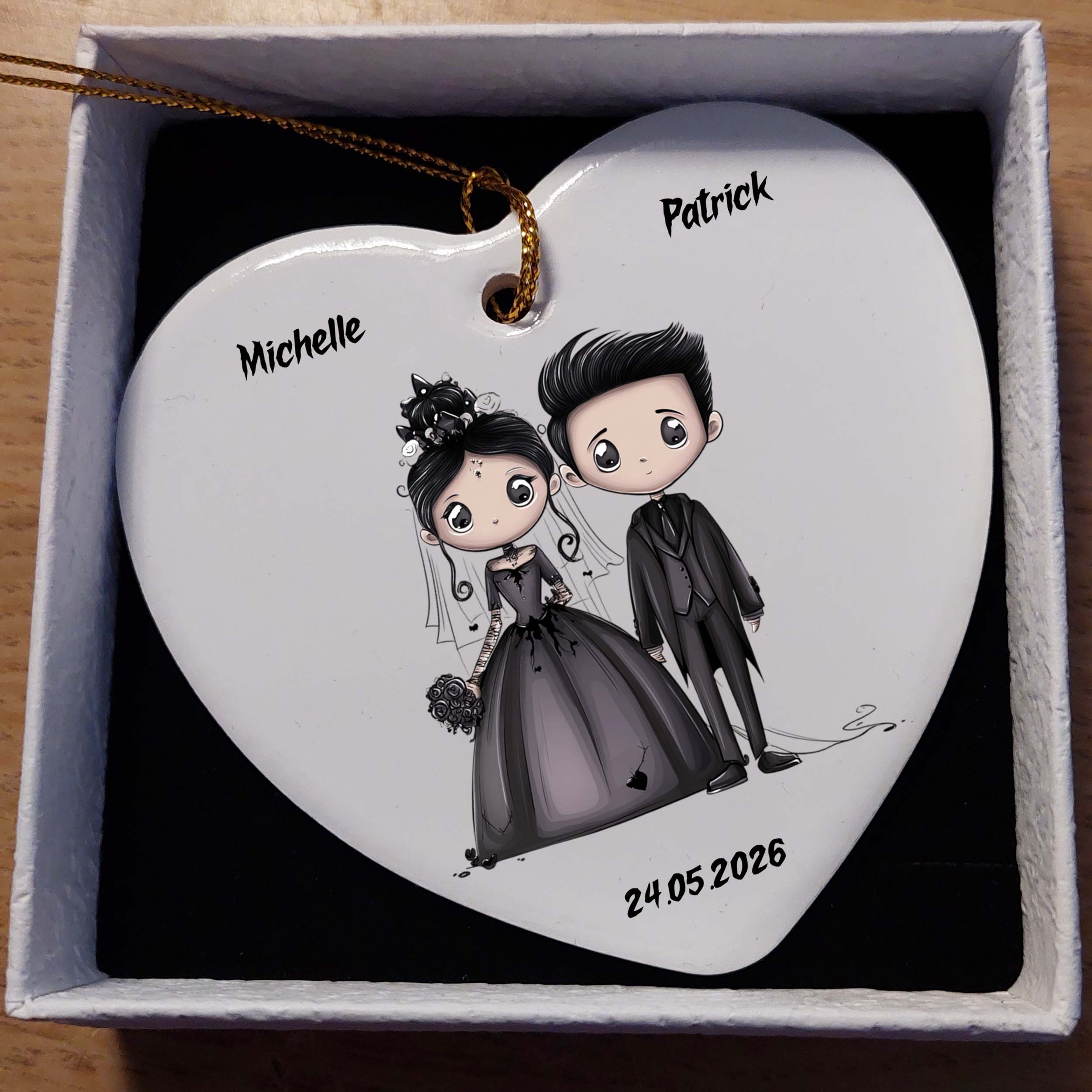 Emo Bride & Groom Ceramic Heart