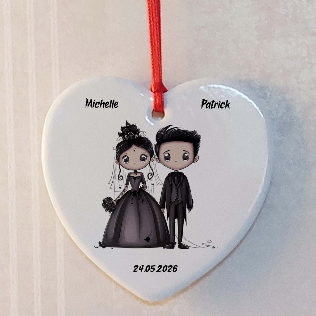 Emo Bride & Groom Ceramic Heart