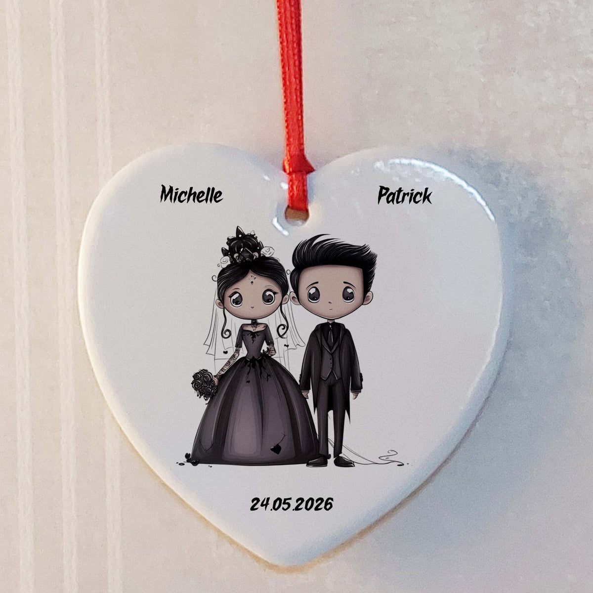 Emo Bride & Groom Ceramic Heart