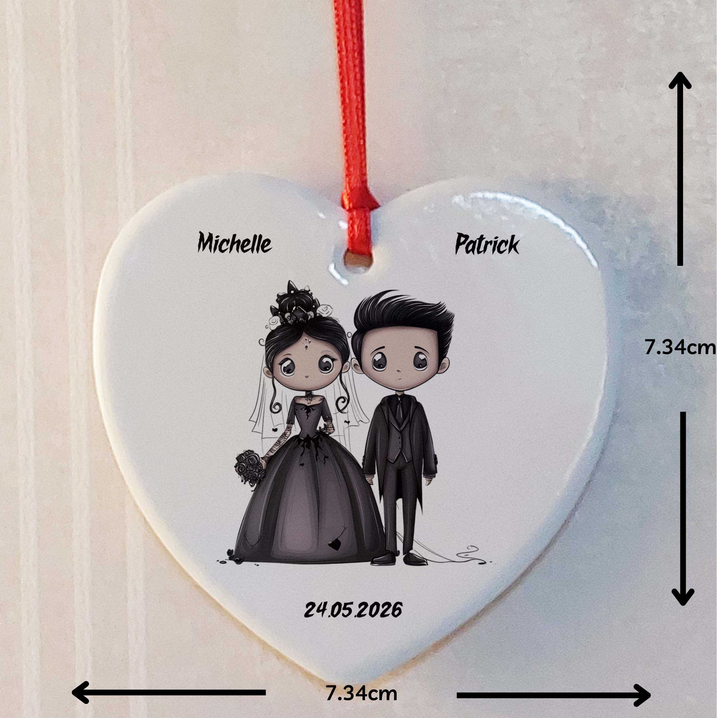Emo Bride & Groom Ceramic Heart