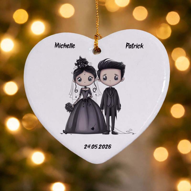 Emo Bride & Groom Ceramic Heart