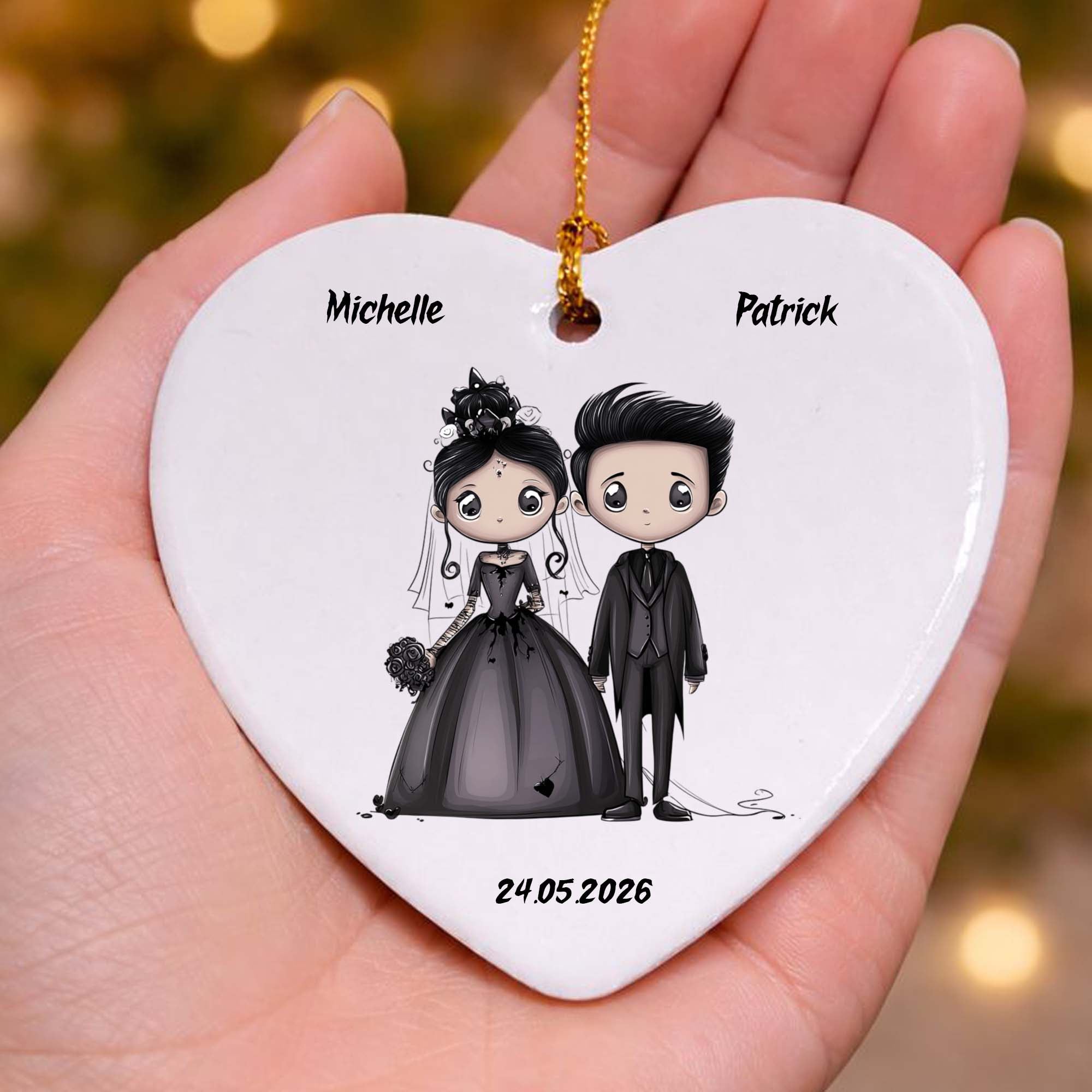 Emo Bride & Groom Ceramic Heart