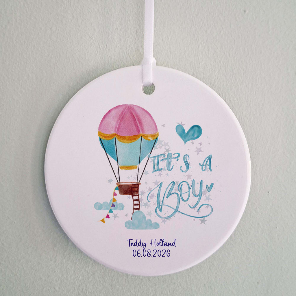 It’s a Boy Hot Air Balloon New Baby Boy Keepsake