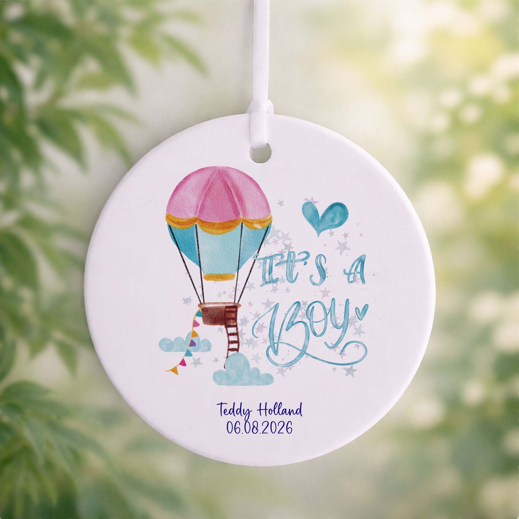 It’s a Boy Hot Air Balloon New Baby Boy Keepsake