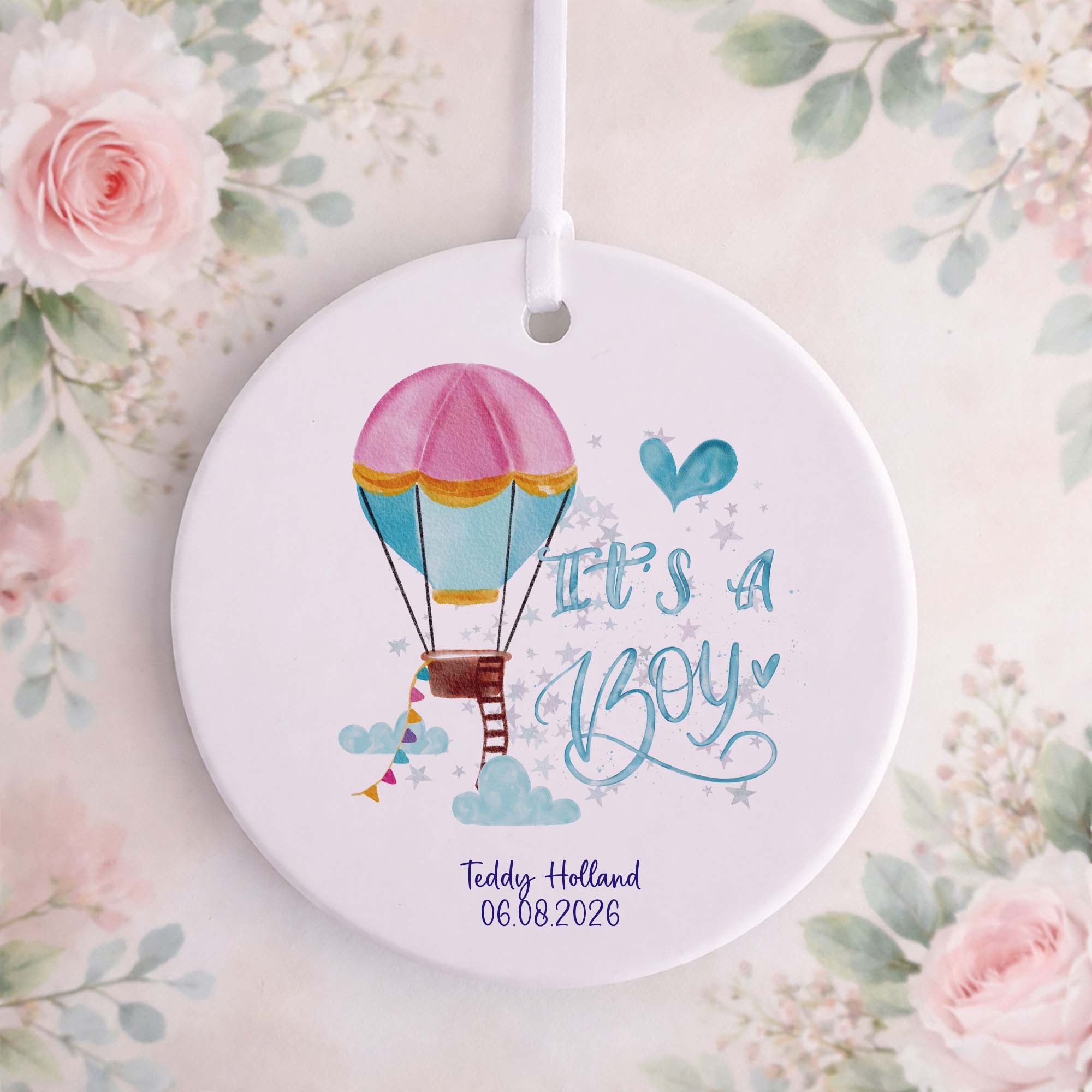 It’s a Boy Hot Air Balloon New Baby Boy Keepsake