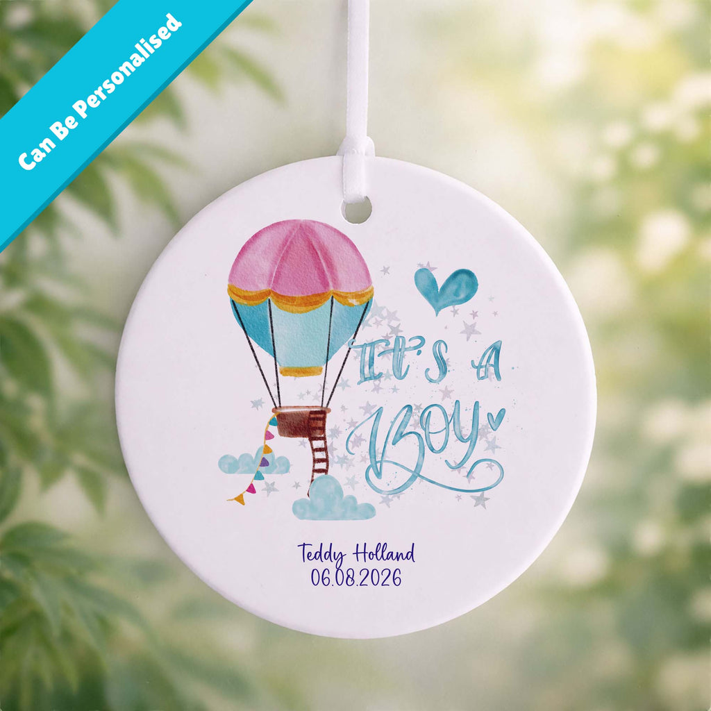 It’s a Boy Hot Air Balloon New Baby Boy Keepsake